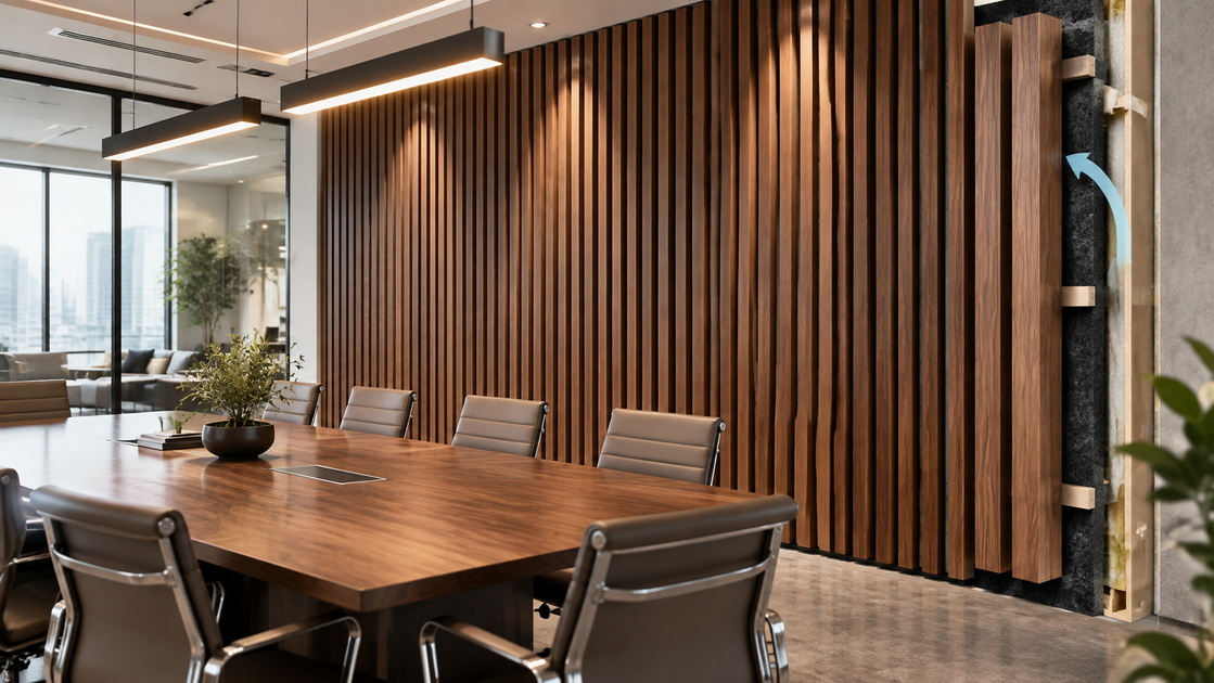 Acoustic Slat Wall Office Installation Acoustic Slat Wall Office Installation