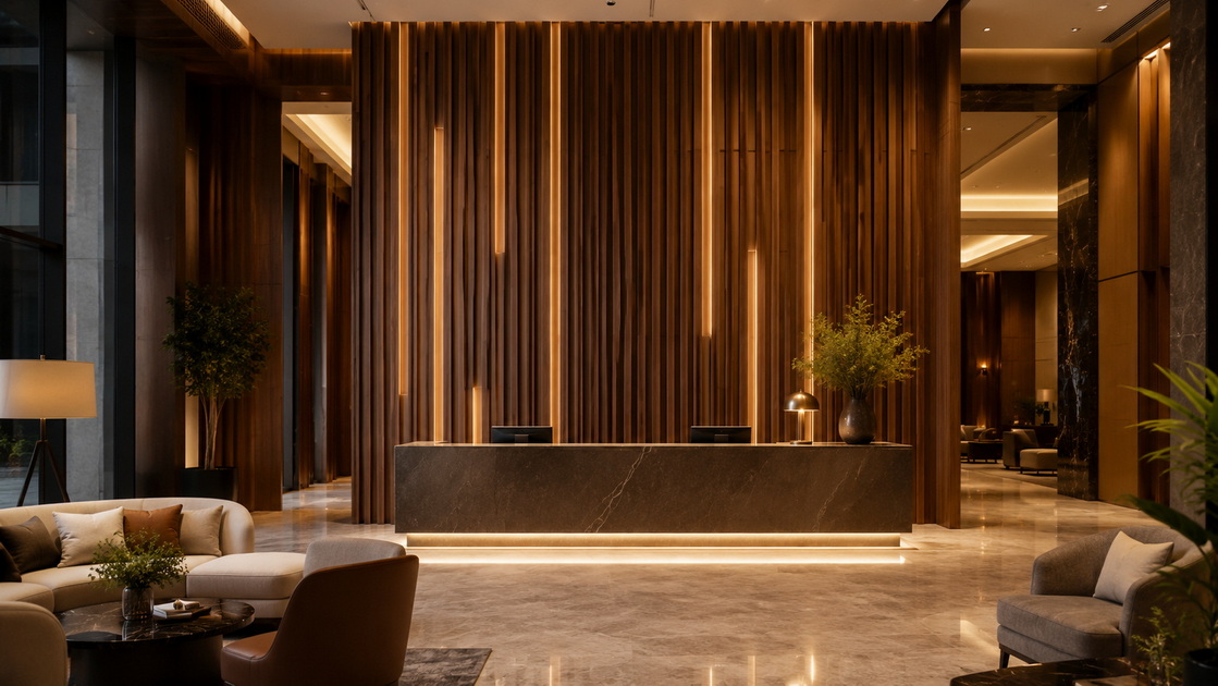 Modern Hotel Lobby 3D Wall Panels Modern Hotel Lobby 3D Wall Panels