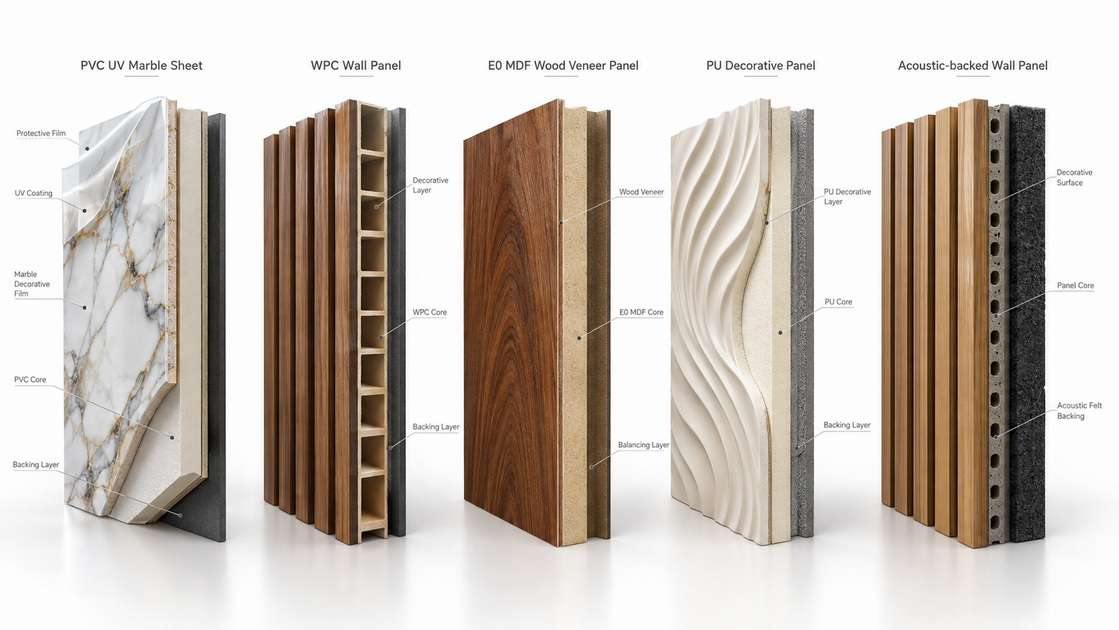 UV Marble Panel Material Structure Comparison UV Marble Panel Material Structure Comparison