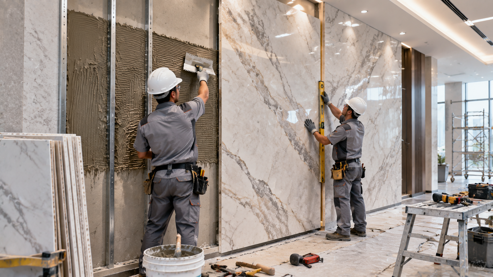 Commercial Faux Stone Wall Installation Process