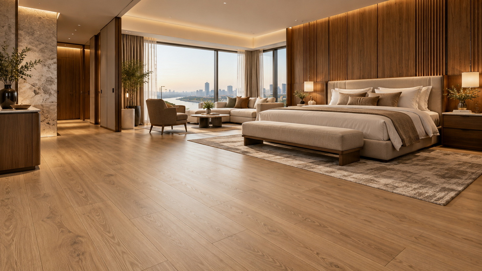 Coordinated SPC Flooring And Decorative Wall Panels
